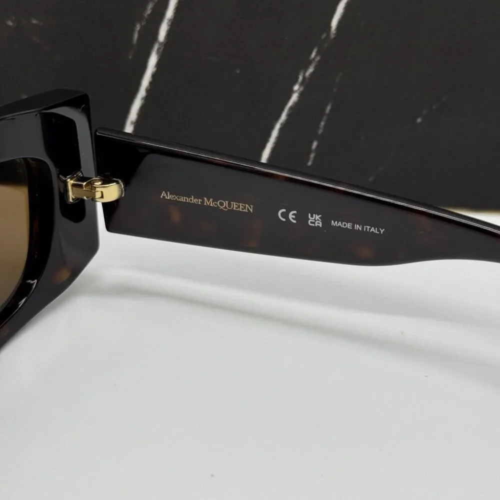 NEW AM0426S 002 ALEXANDER MCQUEEN HAVANA SQUARE UNISEX SUNGLASSES